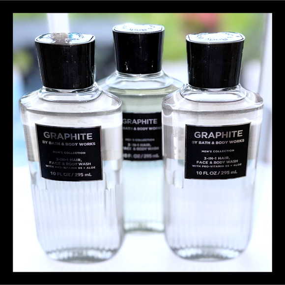 Bath & Body Works 10 fl oz GRAPHITE for Men 3-in-1 Hair Face Body Wash Gel x3
